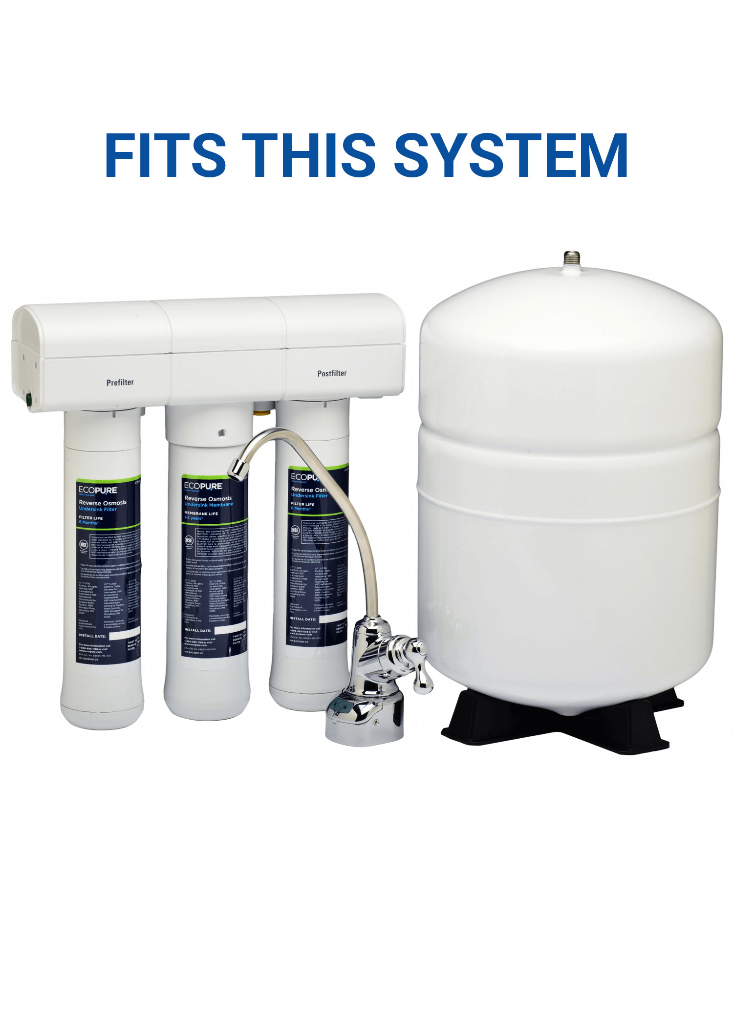 Filter set that fit the ECOPURE Reverse Osmosis system